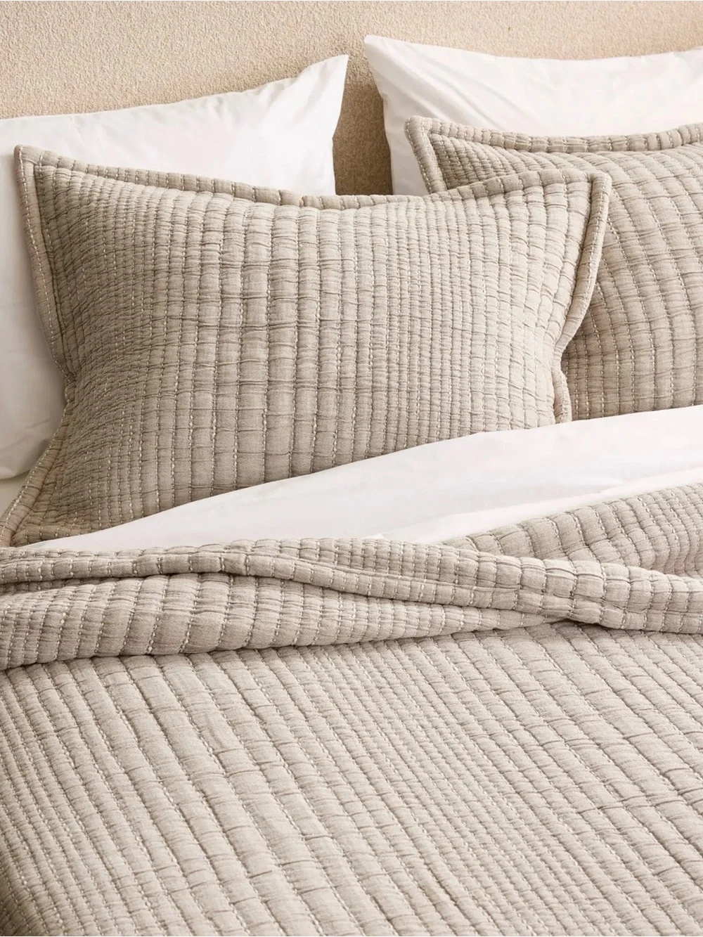 Quince Organic Cotton Channel Stitch Coverlet Set with Shams